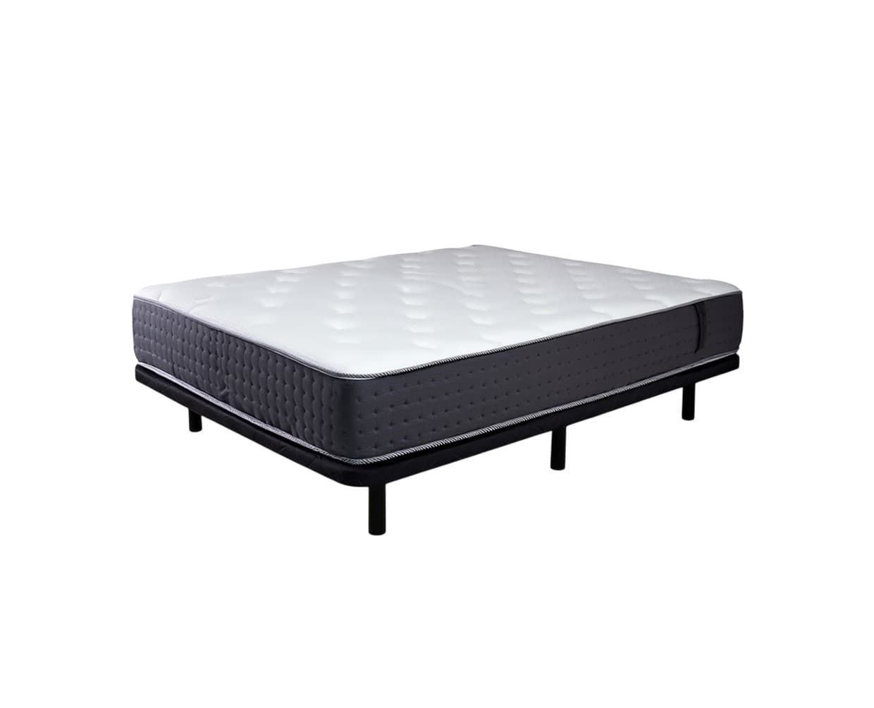 Pack Descanso: Colchón Muelle-Visco JUMBO + Base tapizada + Almohada Viscoelástica - Imagen 1