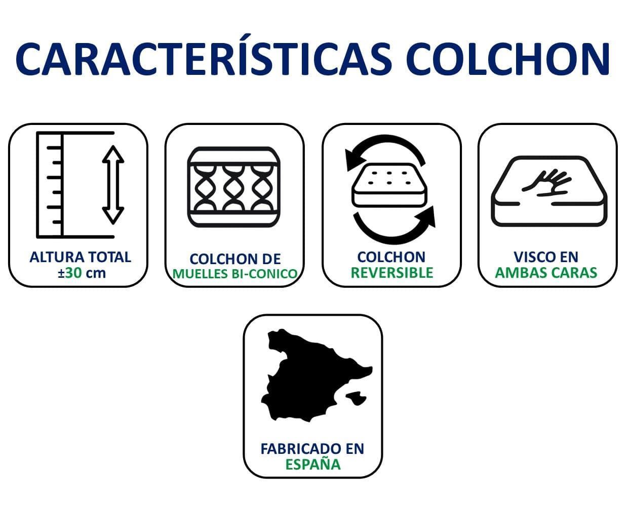 Pack Descanso: Colchón Muelle-Visco JUMBO + Canapé abatible + Almohada Viscoelástica - Imagen 5