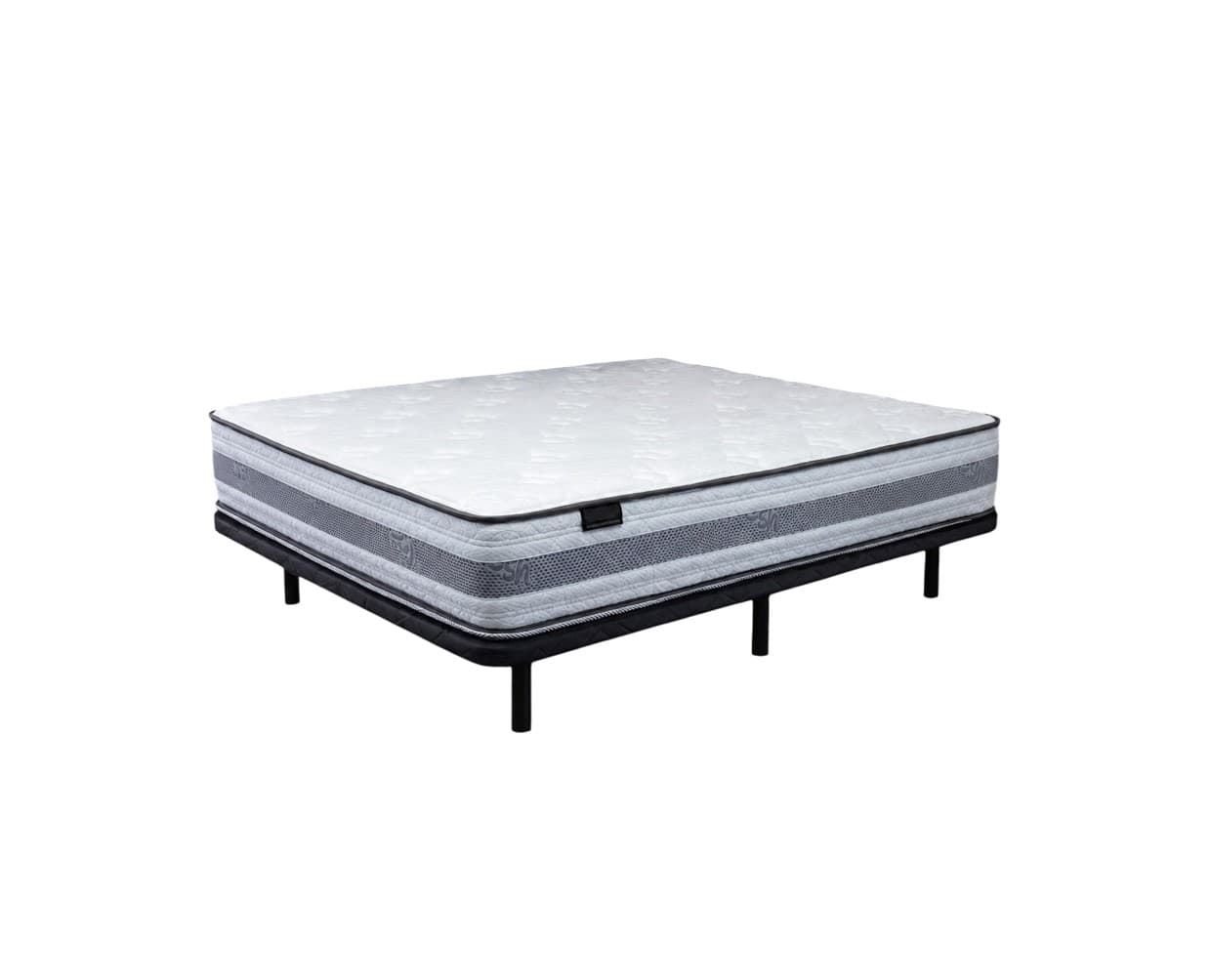 Pack Descanso: Colchón Muelle-Visco Premium + Base tapizada + Almohada Viscoelástica - Imagen 1
